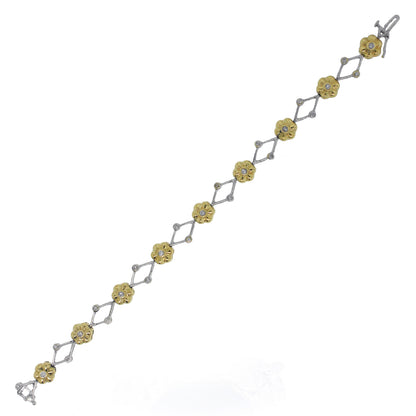 14k Two Tone 0.45ctw Diamond Flower Bracelet