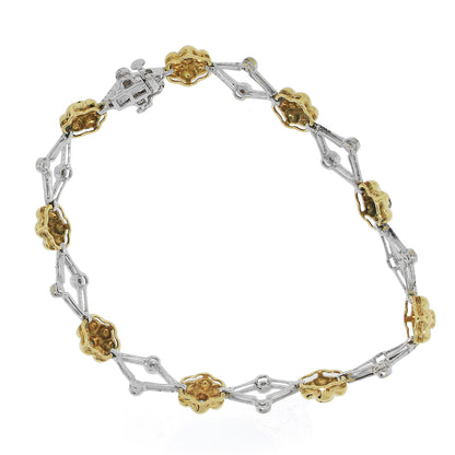14k Two Tone 0.45ctw Diamond Flower Bracelet