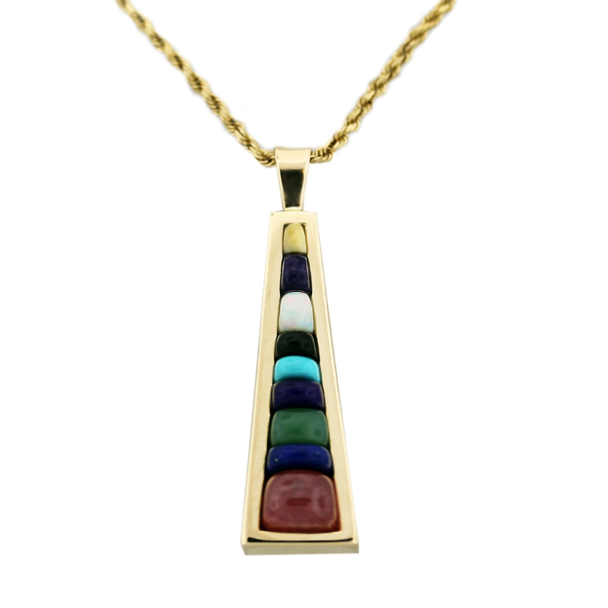 14kt Yellow Gold Mixed Semi Precious Gemstone Pendant