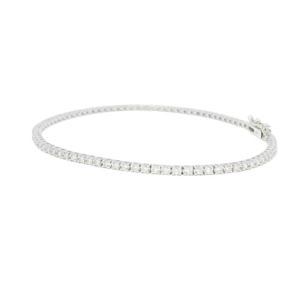 18k White Gold Natural 1.13 Carat Round Brilliant Diamond Tennis Bracelet
