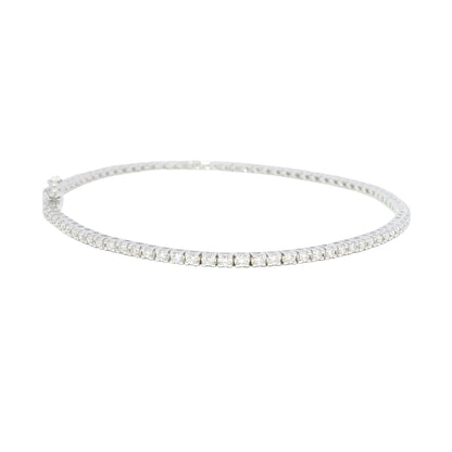 18k White Gold Natural 1.13 Carat Round Brilliant Diamond Tennis Bracelet
