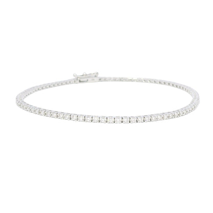 18k White Gold Natural 1.13 Carat Round Brilliant Diamond Tennis Bracelet