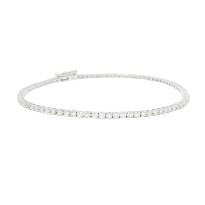 18k White Gold Natural 1.13 Carat Round Brilliant Diamond Tennis Bracelet
