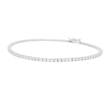 18k White Gold Natural 1.13 Carat Round Brilliant Diamond Tennis Bracelet