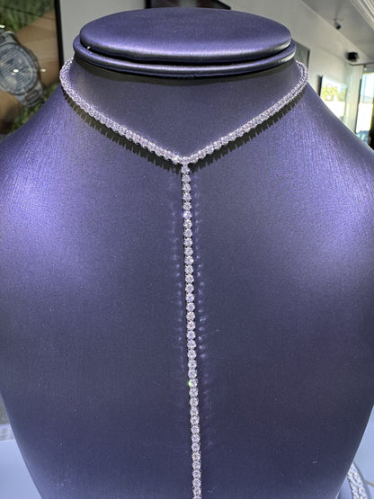14k White Gold Natural 4.0 Carat Diamond Adjustable Lariat Tennis Necklace