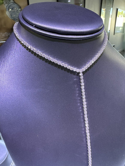 14k White Gold Natural 4.0 Carat Diamond Adjustable Lariat Tennis Necklace