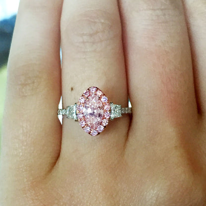 18k White/Rose Gold GIA .70ct Pink Marquise Diamond Engagement Ring