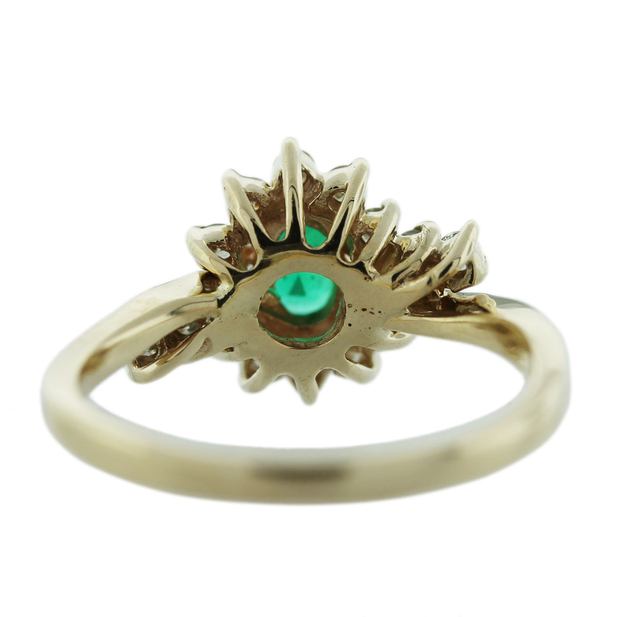 14k Yellow Gold Oval Emerald Diamond Ring