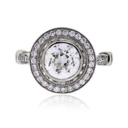 Platinum 1.43ct Old European Cut Diamond Engagement Ring