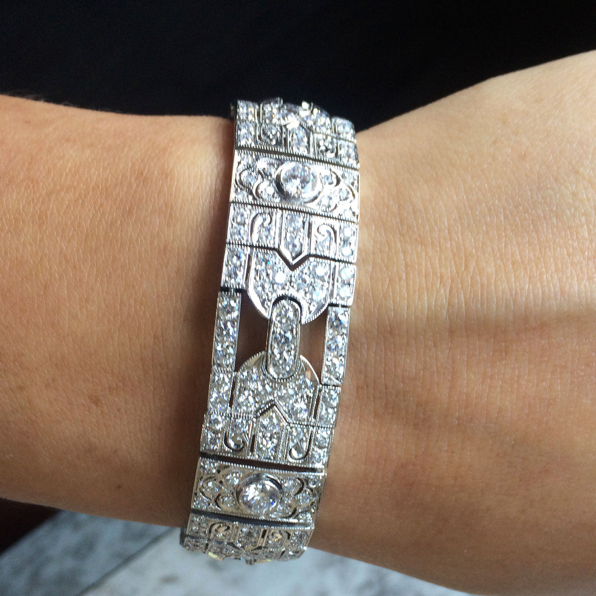 Platinum 7.25ctw Diamond Deco Style Bracelet
