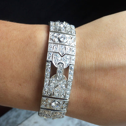 Platinum 7.25ctw Diamond Deco Style Bracelet