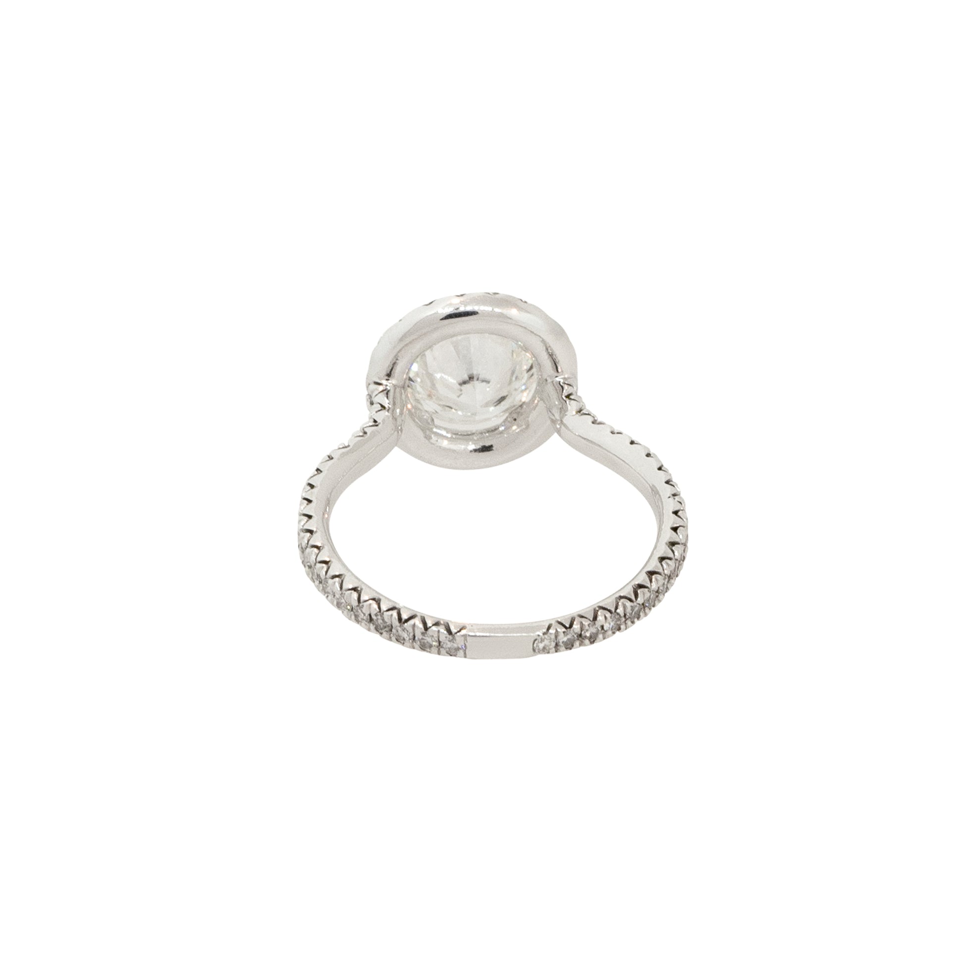 GIA Certified 18k White Gold 1.47ctw Round Brilliant Diamond Halo Engagement Ring