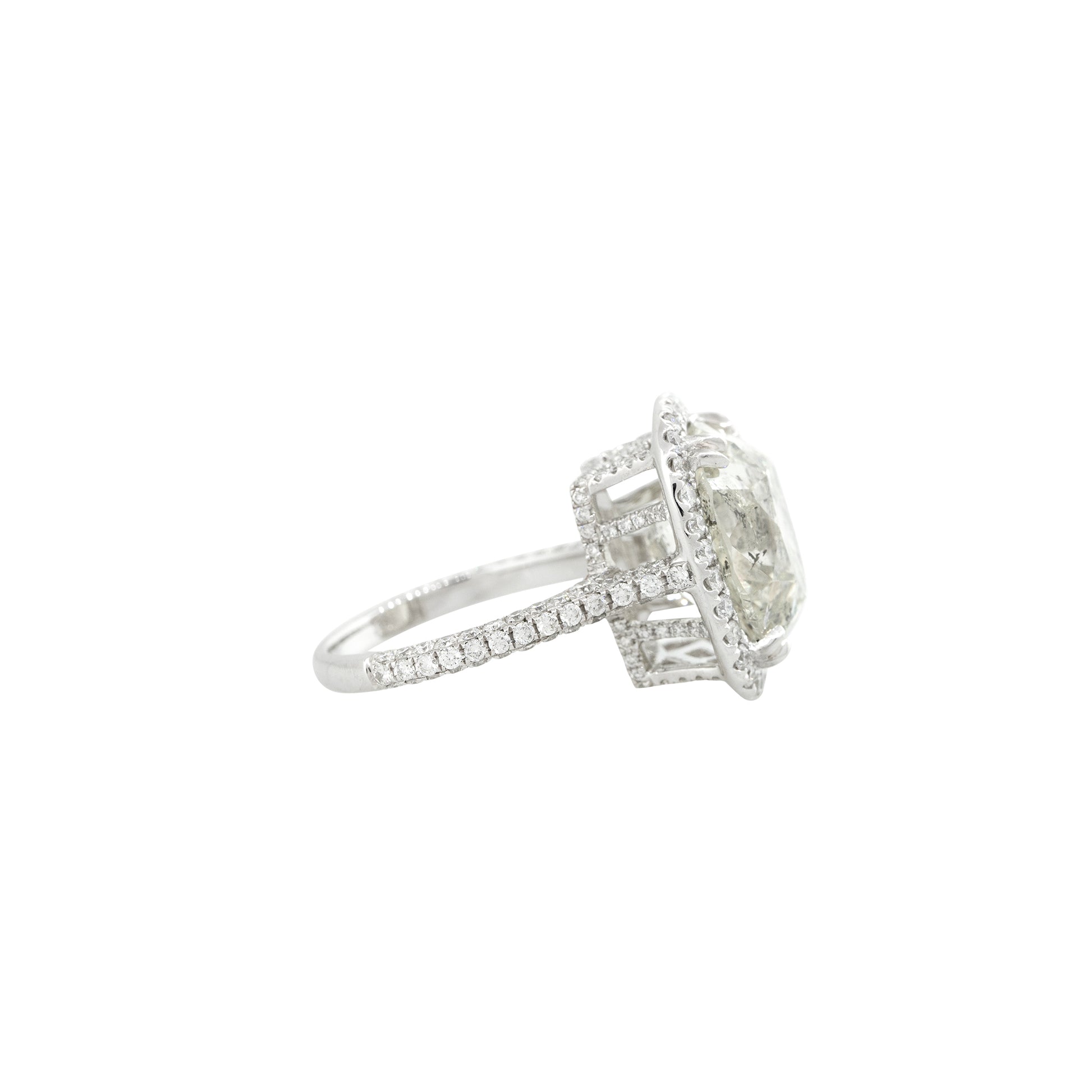 18k White Gold 11.59ctw Cushion Cut Diamond Engagement Ring