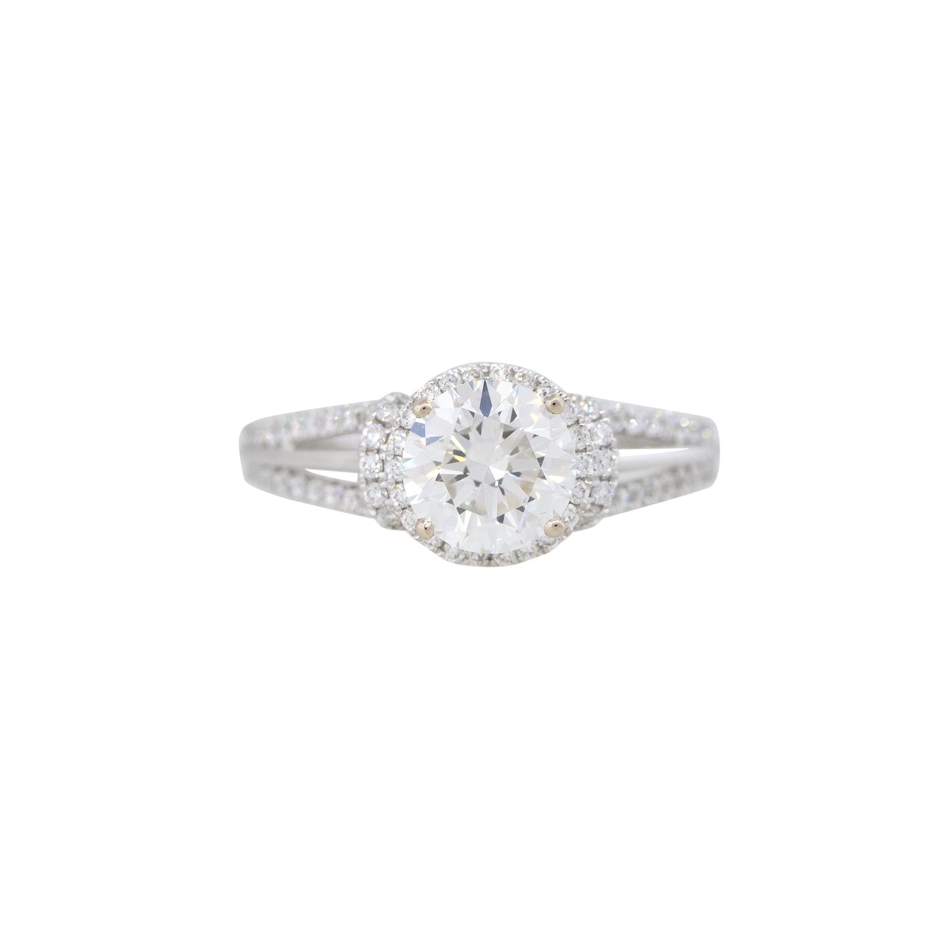 GIA Certified 18k White Gold 1.79ctw Round Brilliant Cut Diamond Engagement Ring