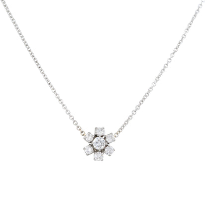 18k White Gold 0.50ctw 7 Diamond Flower Shaped Pendant Necklace