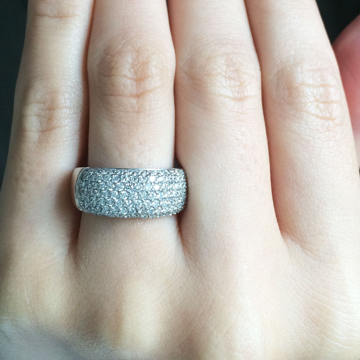 14k White Gold Natural 1.50 Carat Diamond Pave Fashion Ring