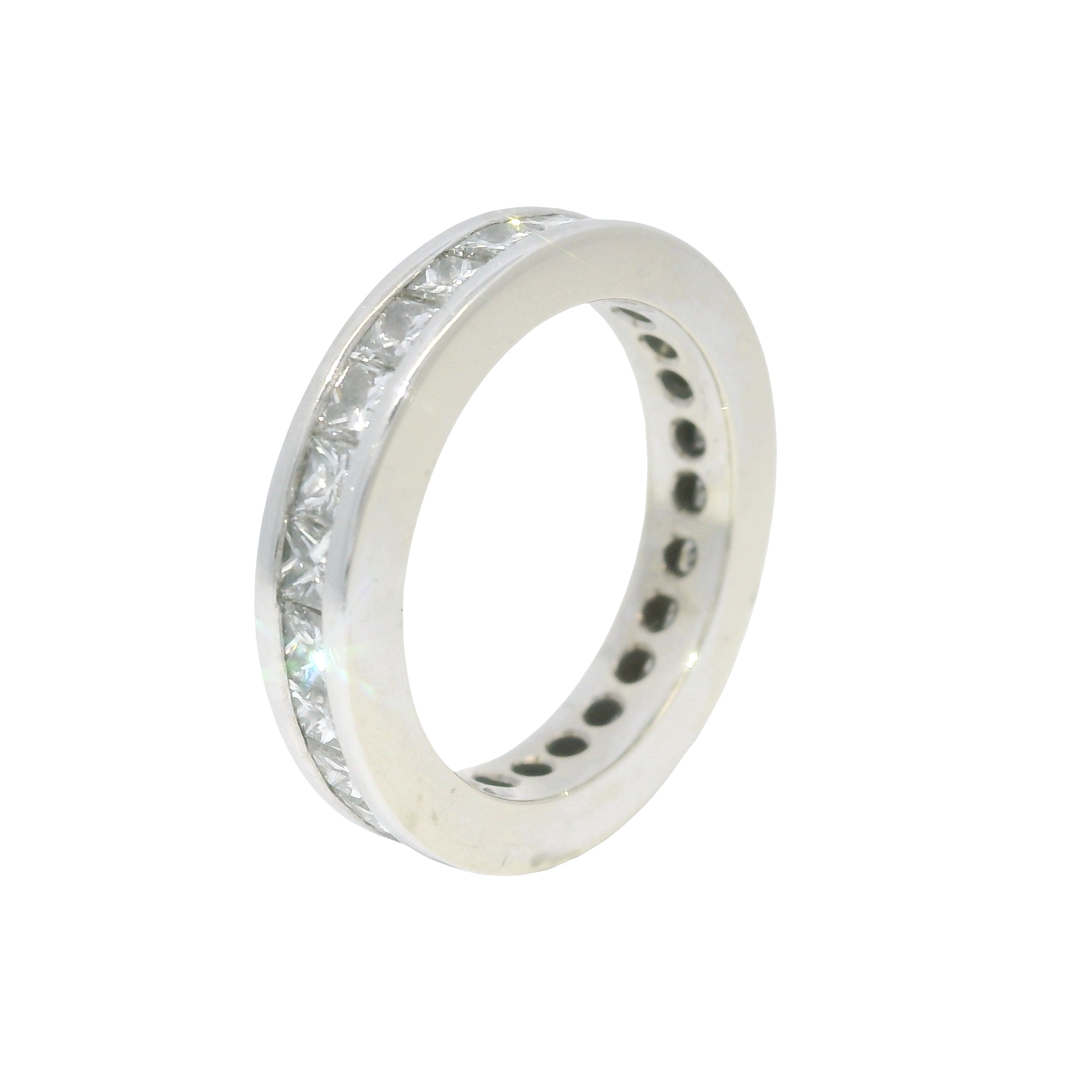 14k White Gold Natural 1.25 Carat Princess Cut Diamond Eternity Ring