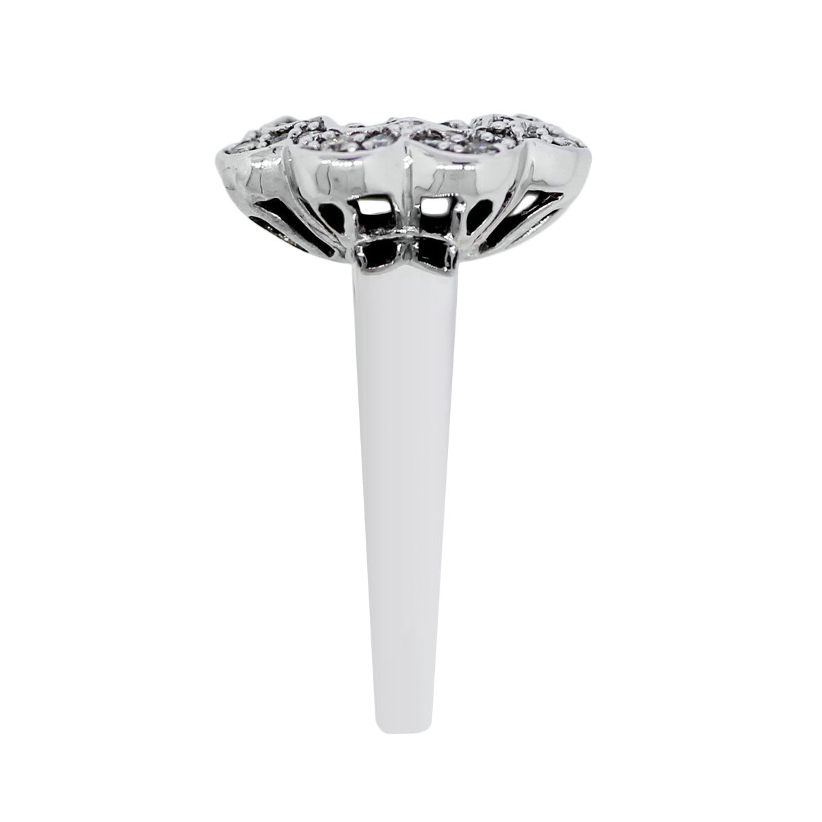 14k White Gold 0.50ctw White and Black Diamond Flower Ring