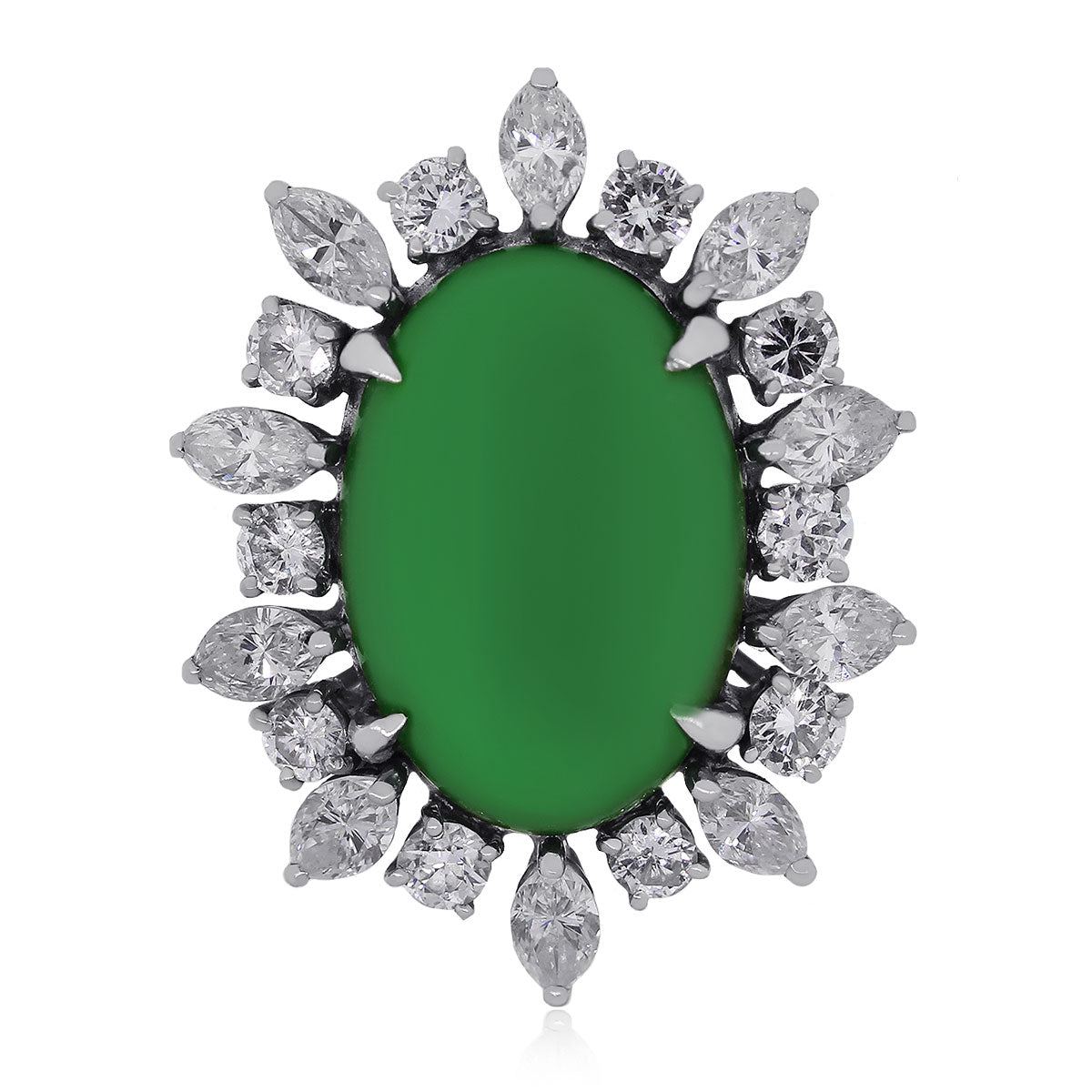 14k White Gold 3ctw Diamond AGL Natural Jade Jadeite Ring