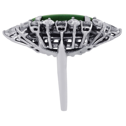 14k White Gold 3ctw Diamond AGL Natural Jade Jadeite Ring