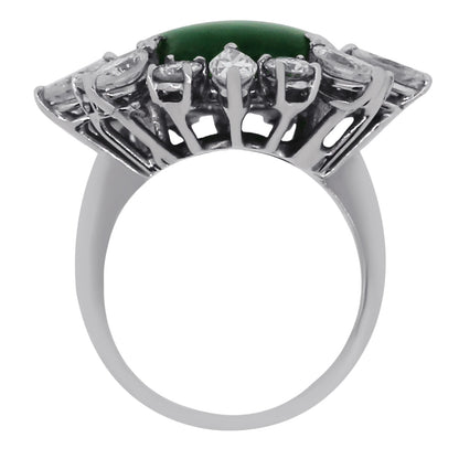 14k White Gold 3ctw Diamond AGL Natural Jade Jadeite Ring