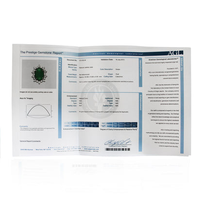 14k White Gold 3ctw Diamond AGL Natural Jade Jadeite Ring