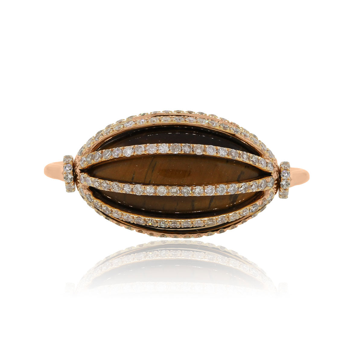 18k Rose Gold 1ctw Diamond and Tiger's Eye Spinning Ring