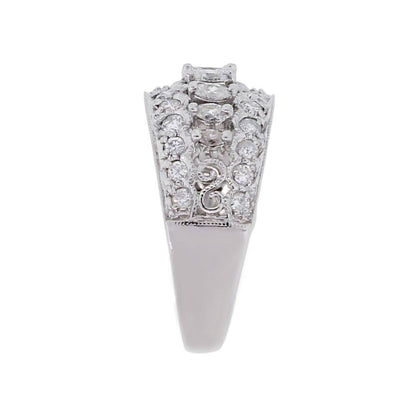 14k White Gold 0.75ctw Marquise and Round Brilliant Diamond Band