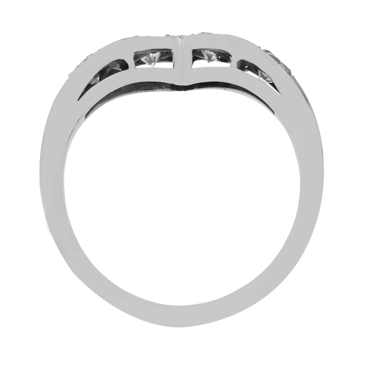 14k White Gold 1ctw Diamond V Ring