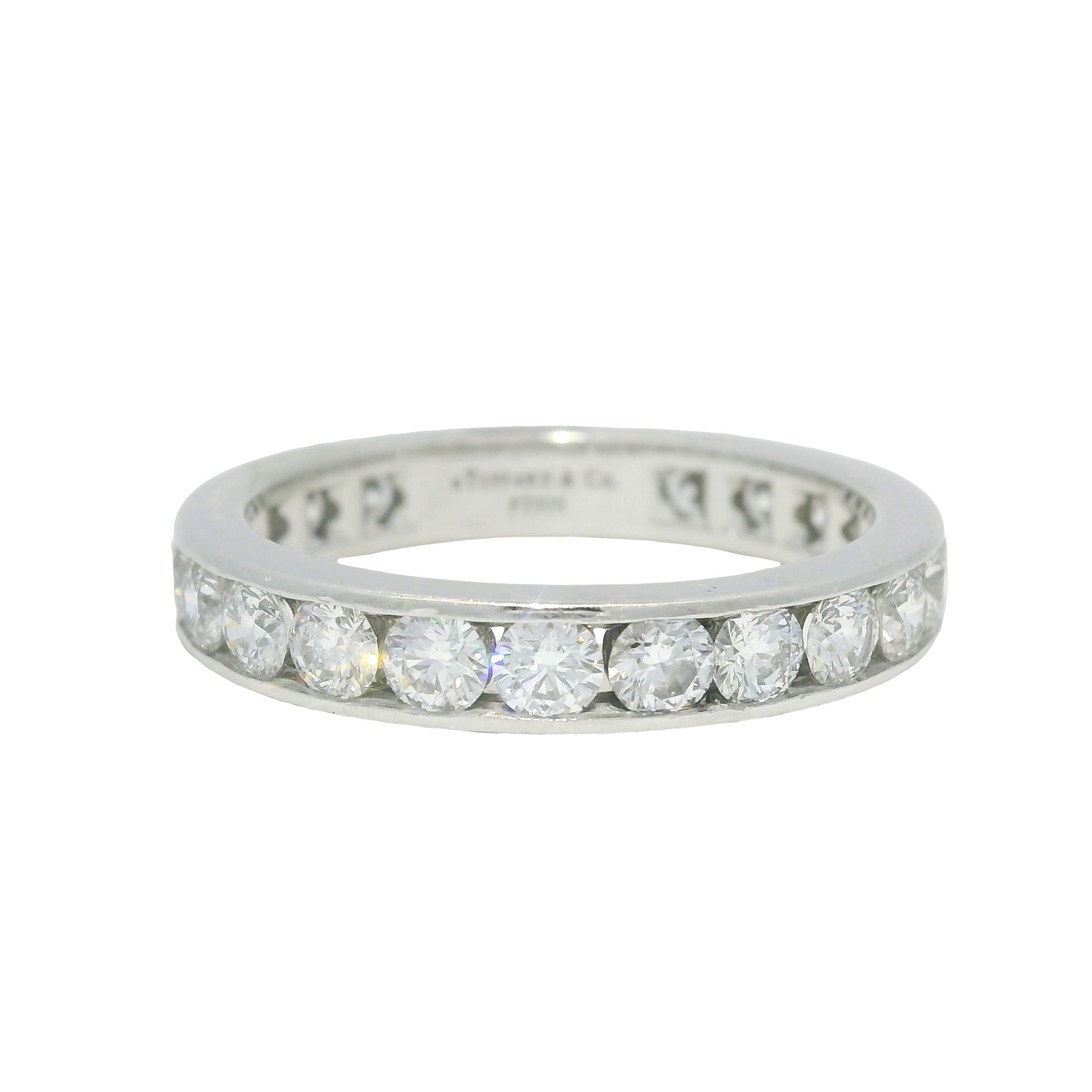 Tiffany & Co. Platinum Natural Round Brilliant Diamond Eternity Ring