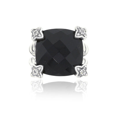 David Yurman Sterling Silver Onyx Chatelaine Ring