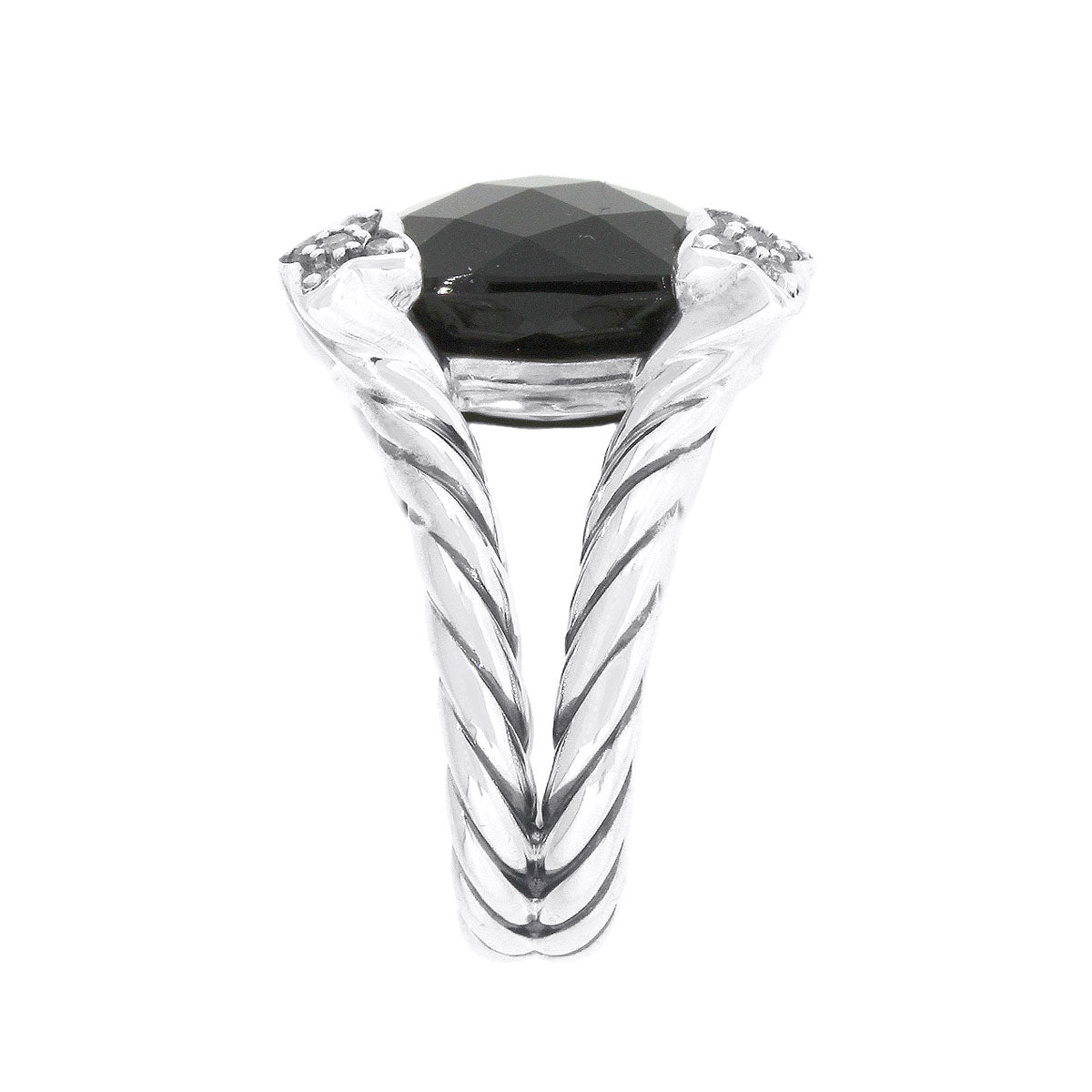 David Yurman Sterling Silver Onyx Chatelaine Ring