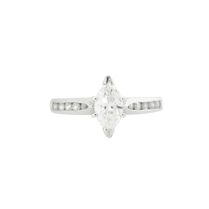 GIA Certified Platinum 0.98ctw Marquise Cut Diamond Engagement Ring