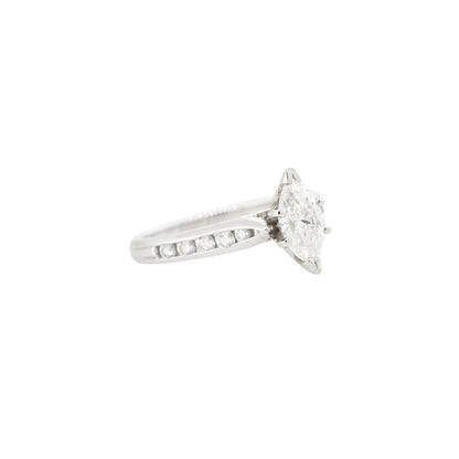 GIA Certified Platinum 0.98ctw Marquise Cut Diamond Engagement Ring