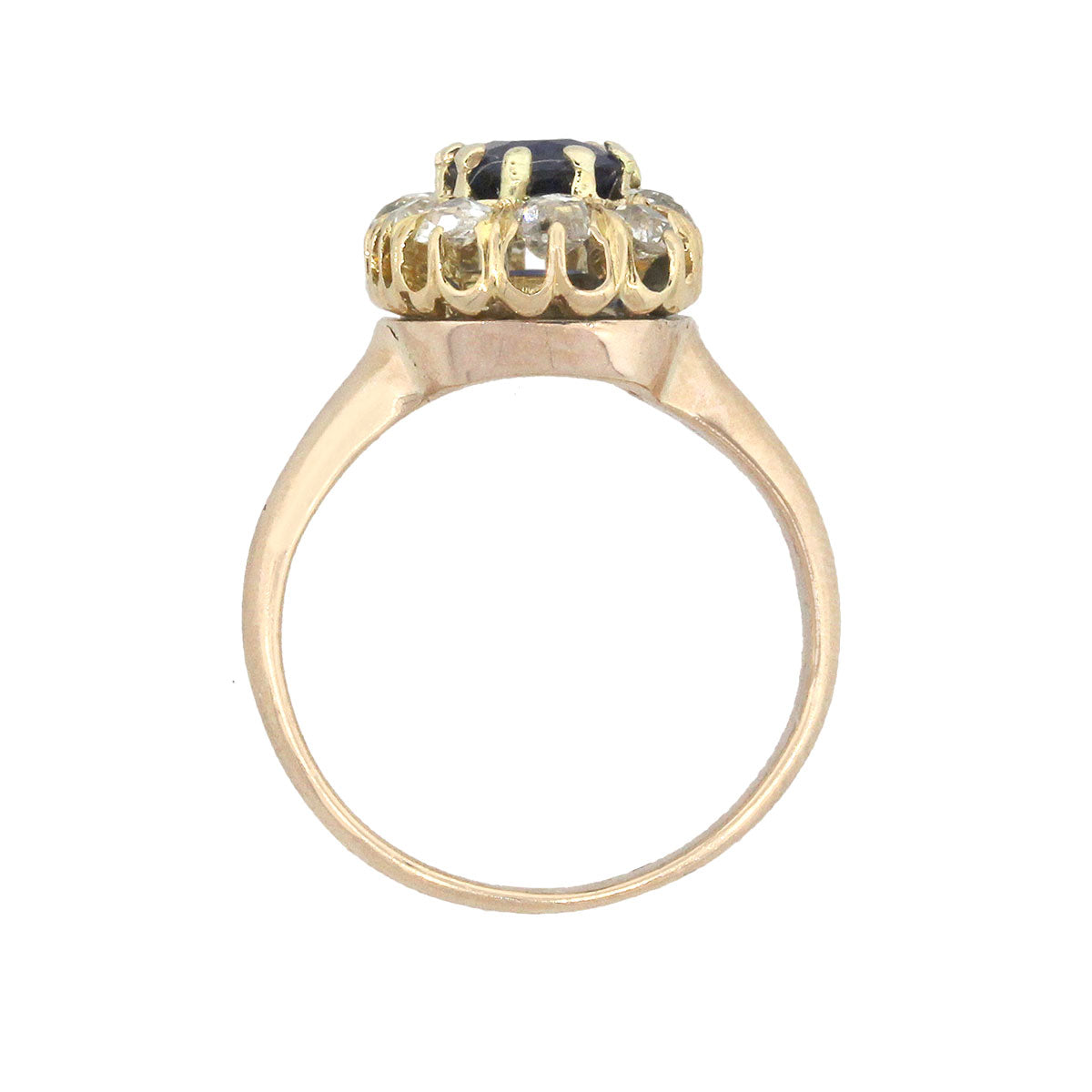 18k Yellow Gold 1ct Oval Cut Sapphire and 0.70ctw Diamond Halo Ring