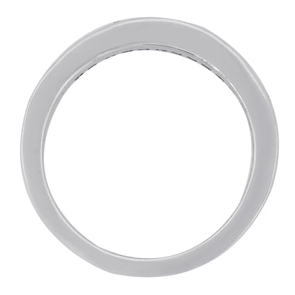 14k White Gold 0.15ctw Diamond and 0.15ctw Emerald Band