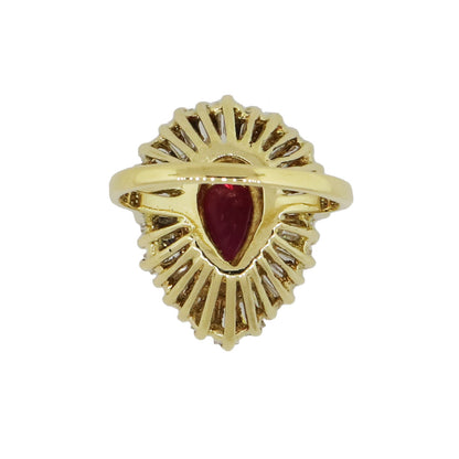 18k Yellow Gold 1.50ctw Diamond and 1ct Ruby Ring