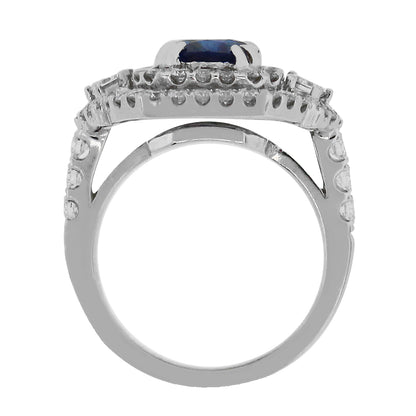 18k White Gold 2.65ct Synthetic Sapphire and 1.50ctw Diamond Ring