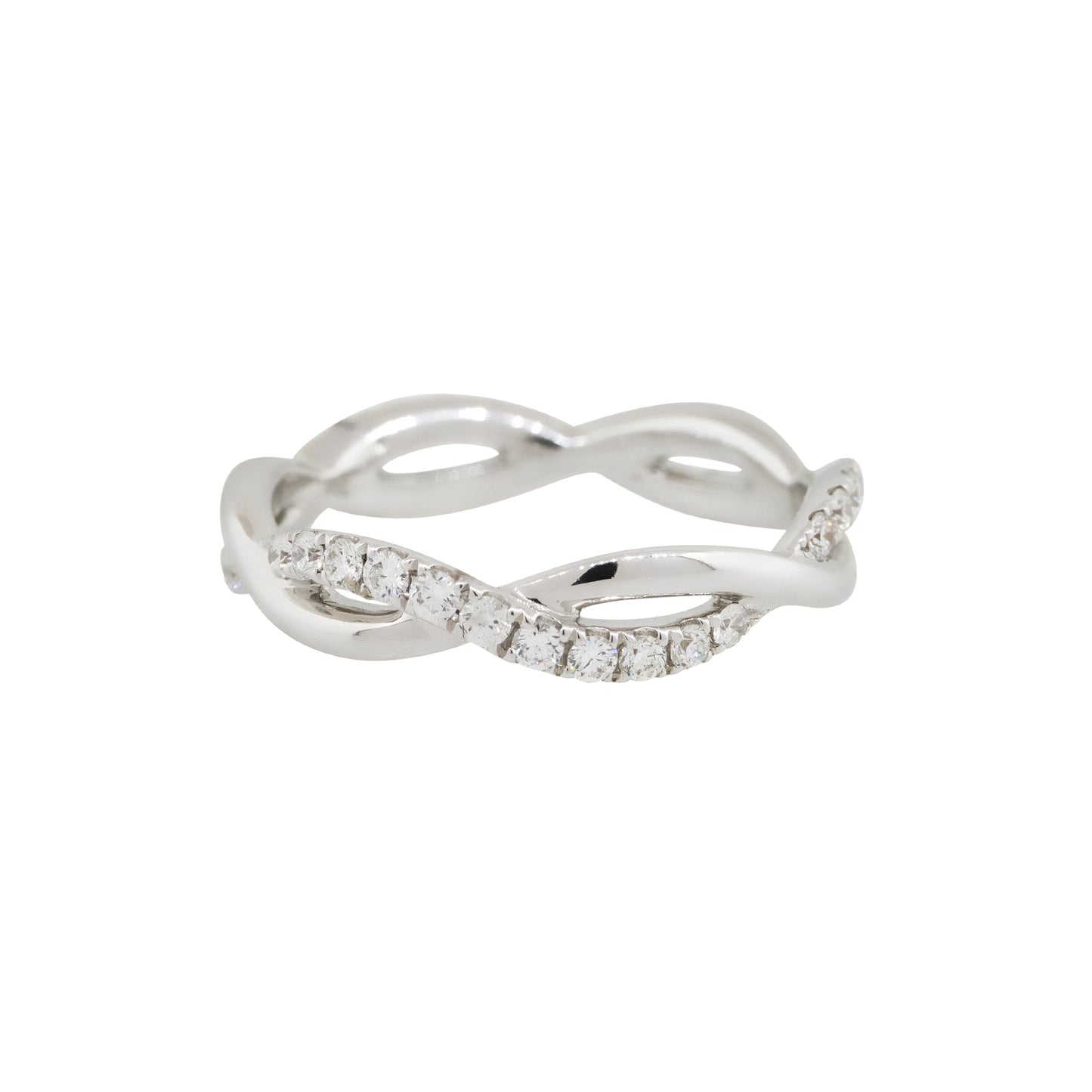 18k White Gold 0.60ctw Round Diamond Twisted Band Ring