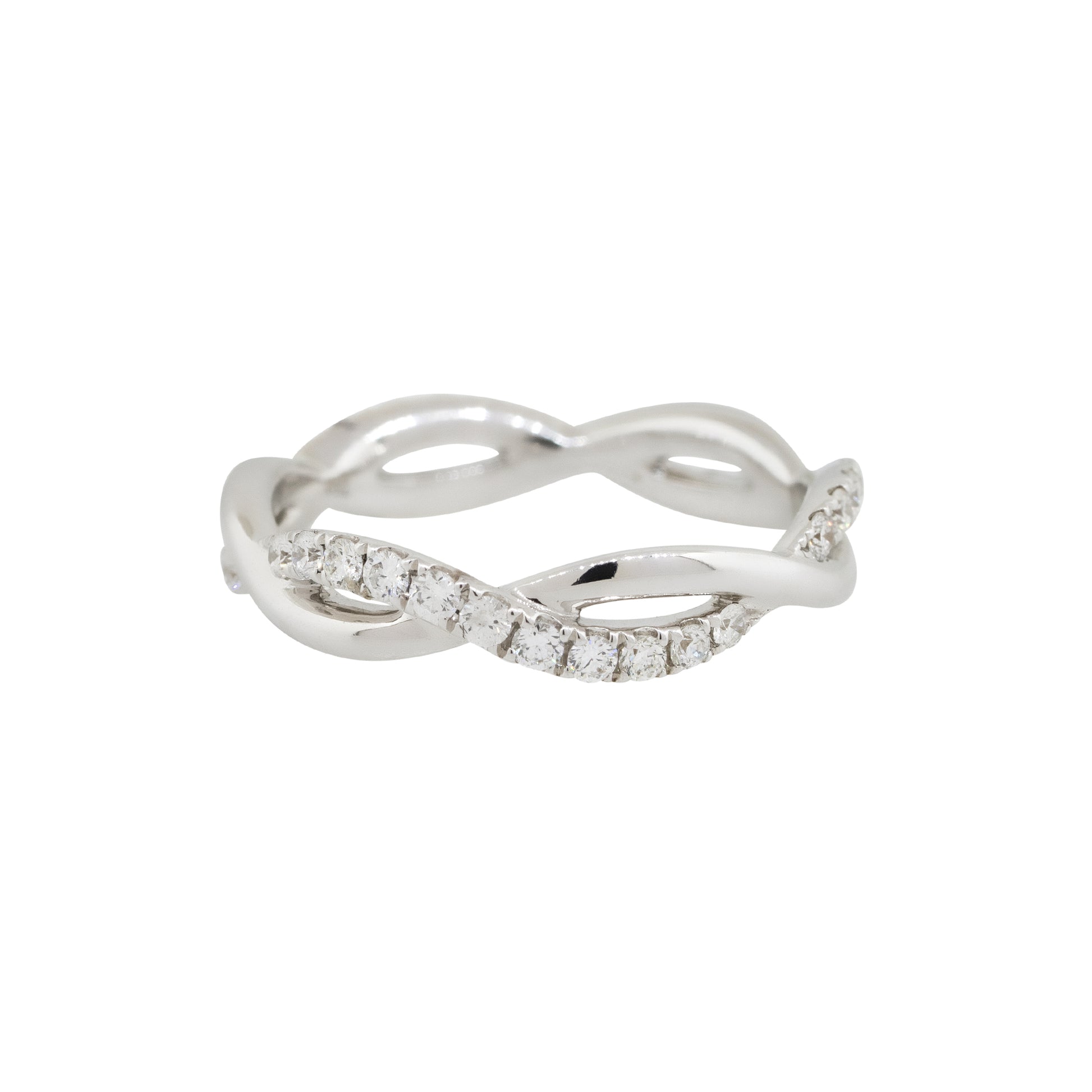 18k White Gold 0.60ctw Round Diamond Twisted Band Ring