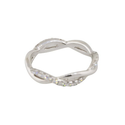 18k White Gold 0.60ctw Round Diamond Twisted Band Ring