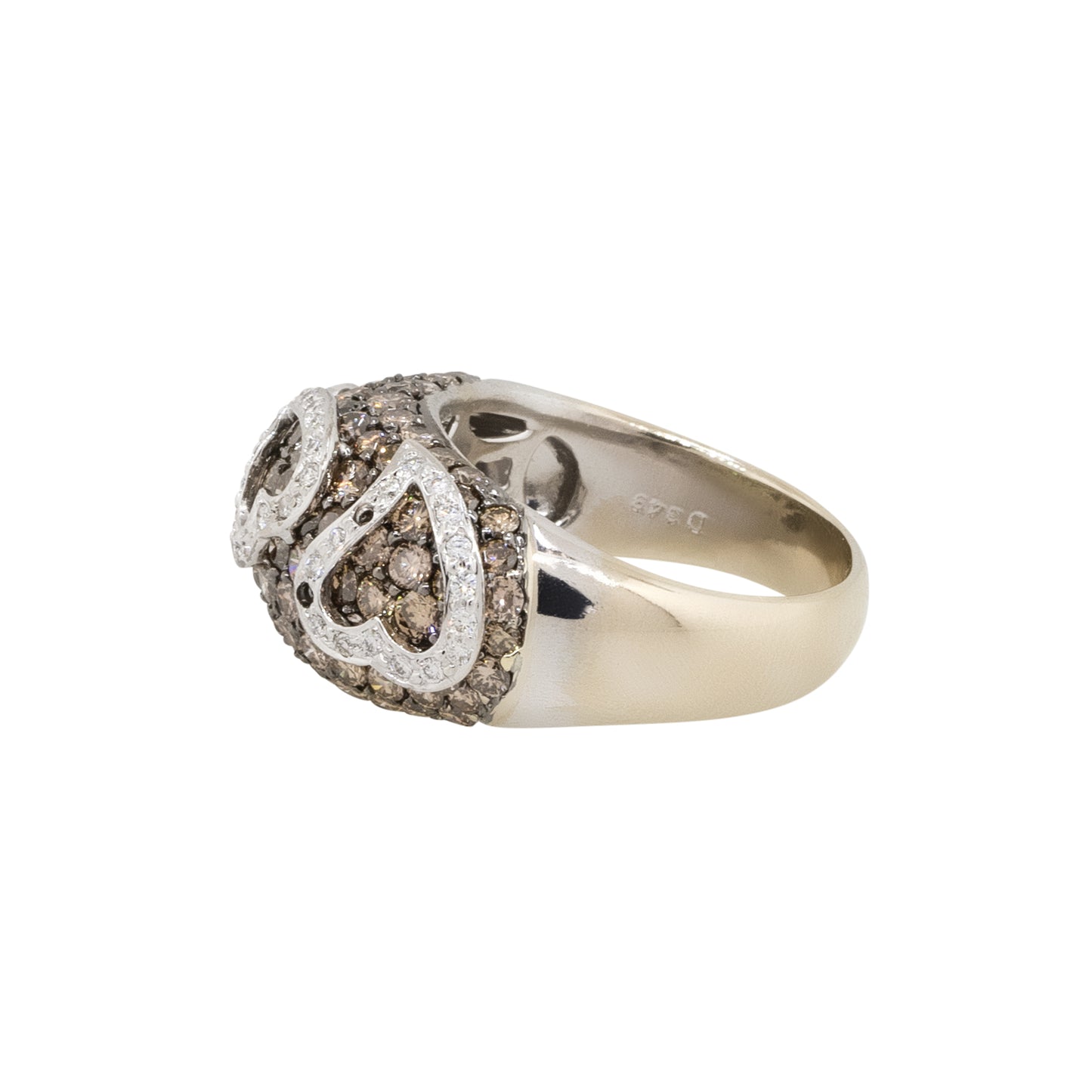 18k White Gold Champagne and White Pave Diamond Dome Ring