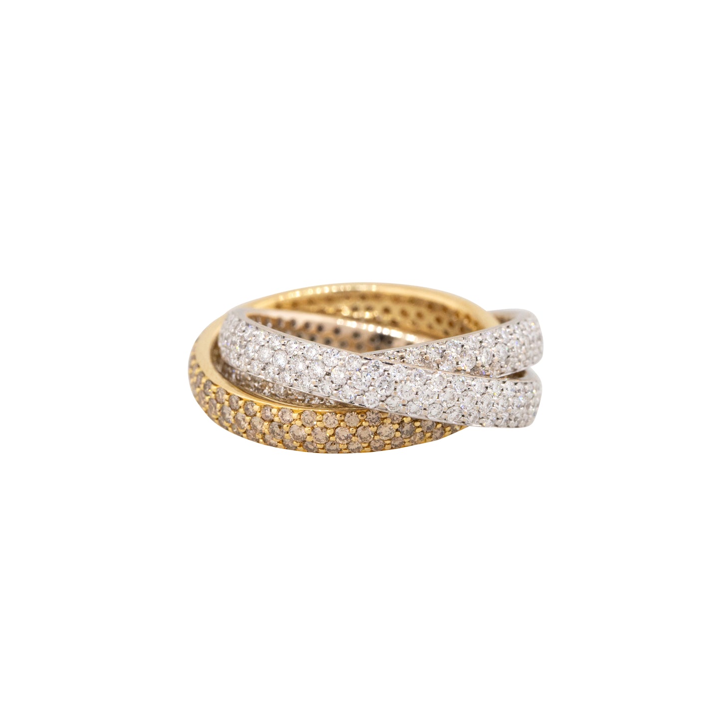 18k Two-Tone Gold 2.75ctw Pave Diamond Rolling Rings Set of 3