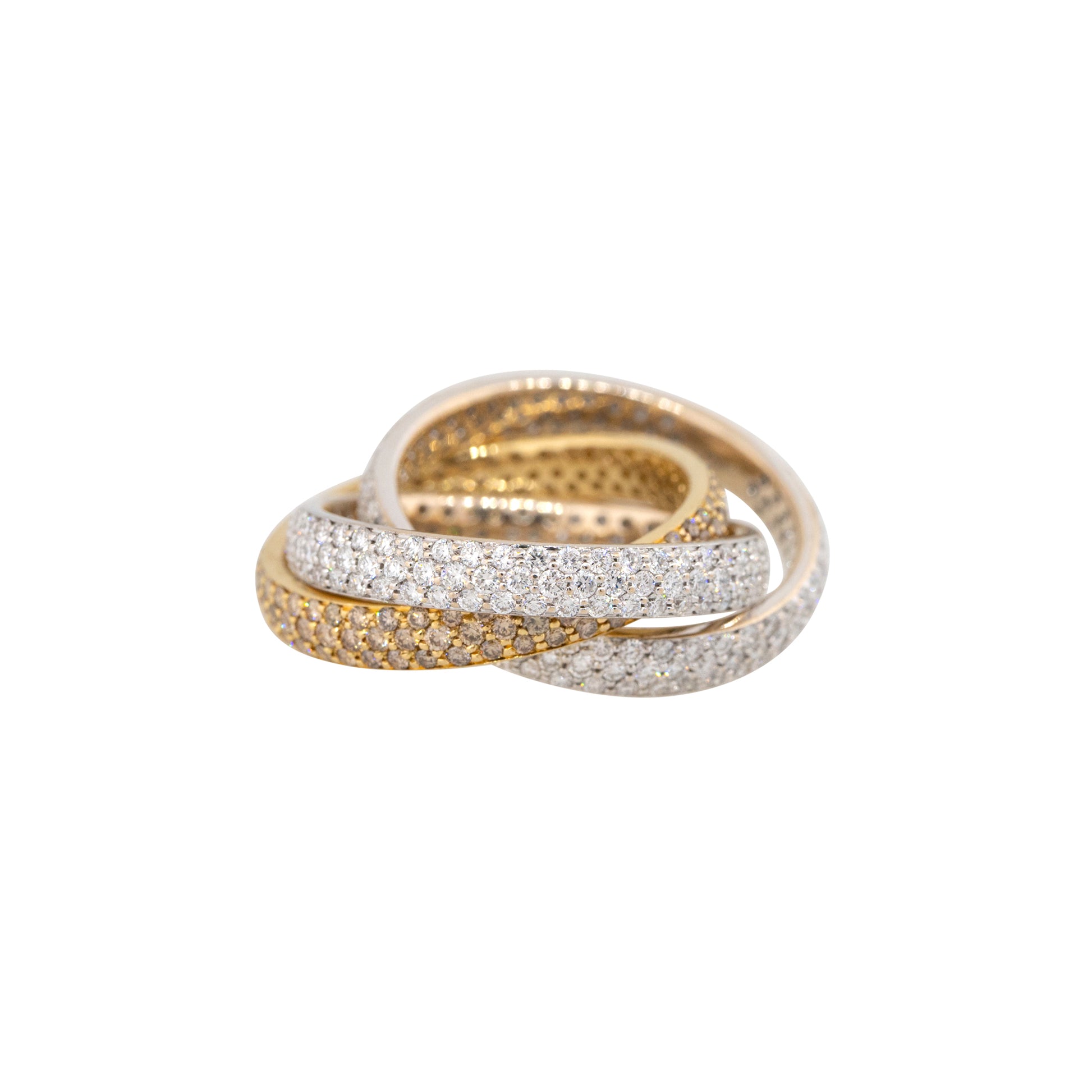 18k Two-Tone Gold 2.75ctw Pave Diamond Rolling Rings Set of 3