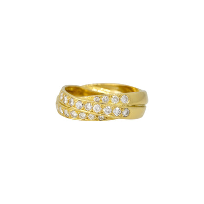 18k Yellow Gold 0.70ct Round Brilliant Cut Diamond 3-Row Intertwined Ring
