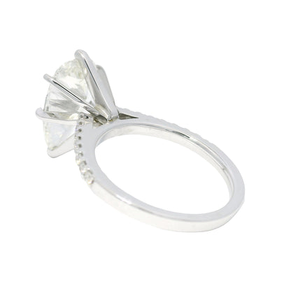 18k White Gold Natural 3.61 Carat Pear Shaped Diamond Engagement Ring