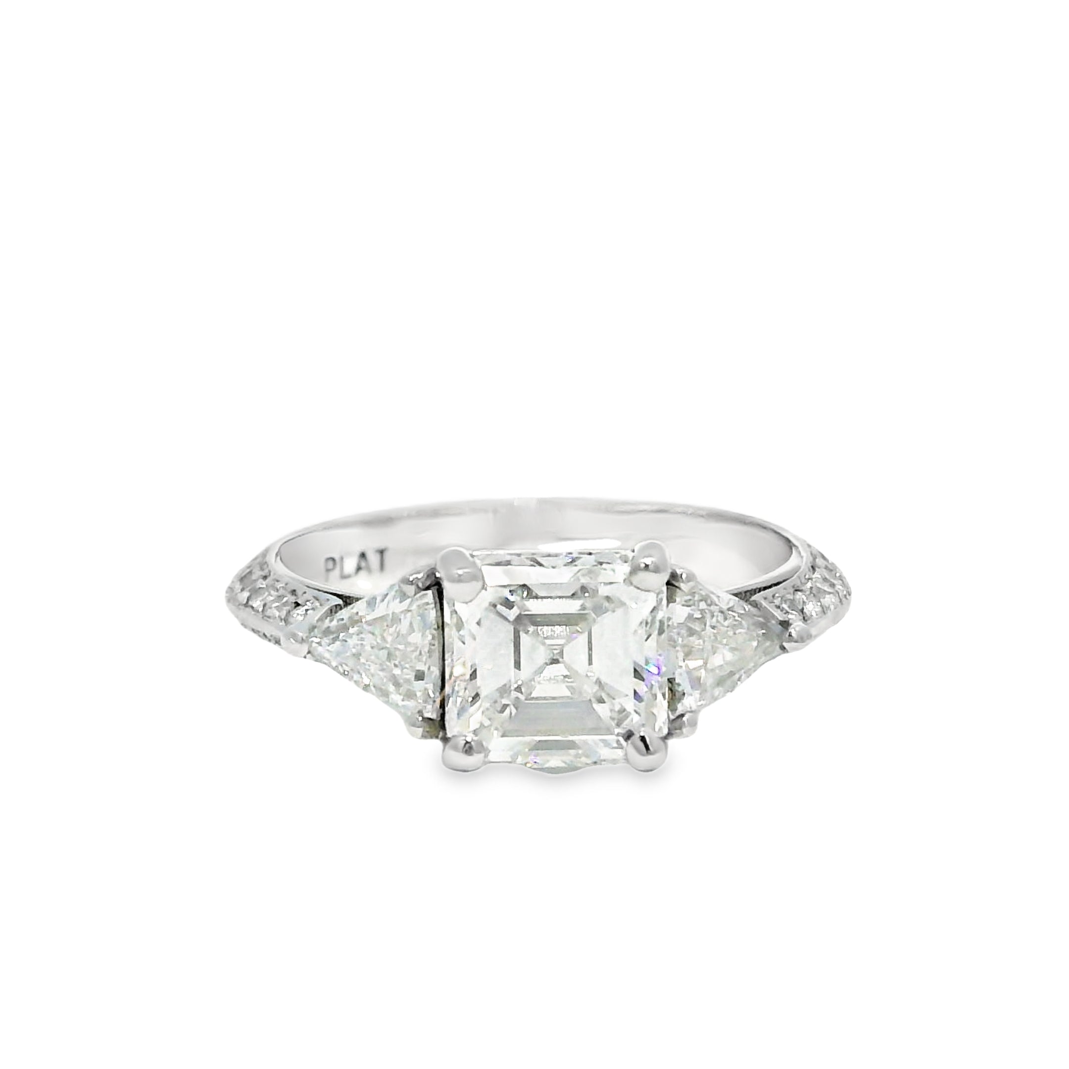 GIA Platinum Natural 1.50 Carat Emerald-Cut Diamond Engagement Ring