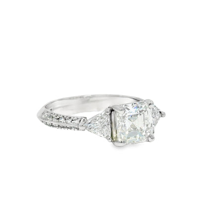 GIA Platinum Natural 1.50 Carat Emerald-Cut Diamond Engagement Ring