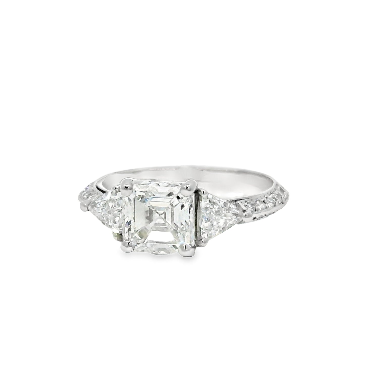 GIA Platinum Natural 1.50 Carat Emerald-Cut Diamond Engagement Ring