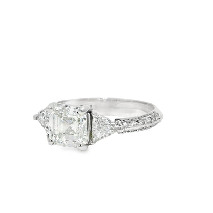 GIA Platinum Natural 1.50 Carat Emerald-Cut Diamond Engagement Ring